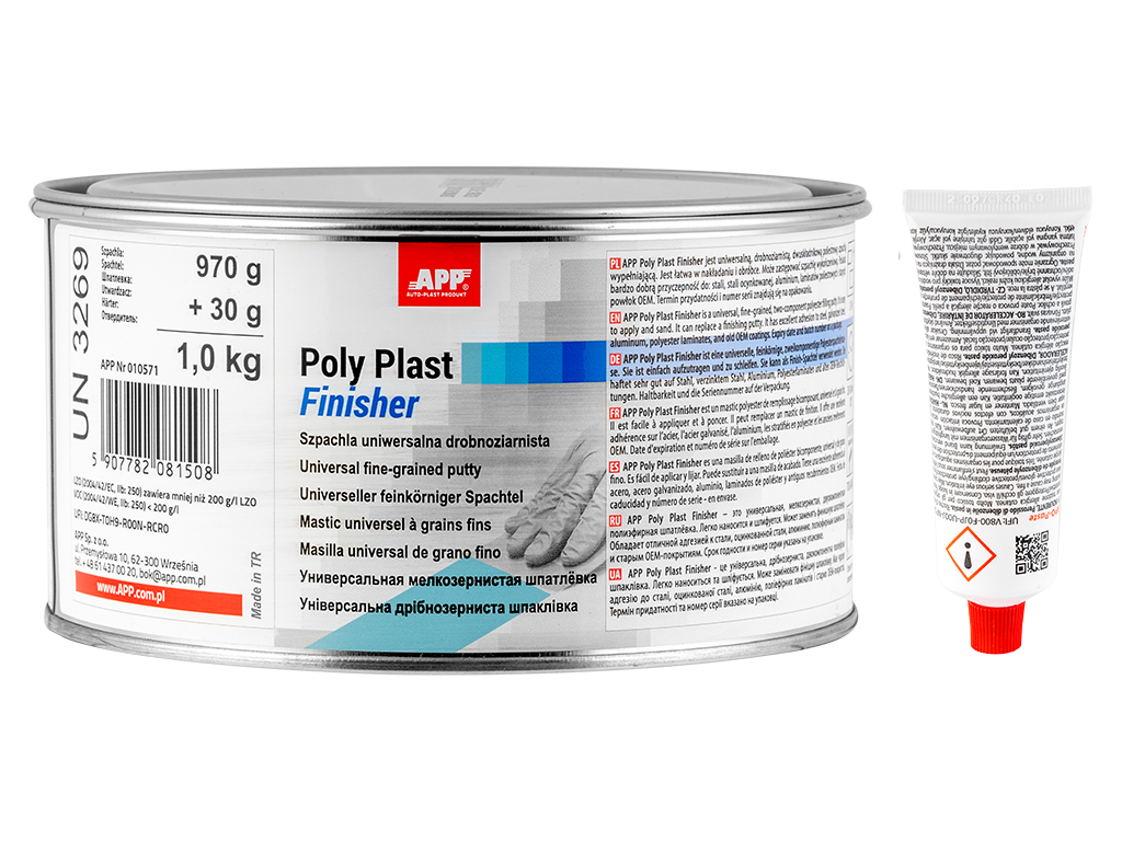 Samochodowa szpachla wykończeniowa z utwardzaczem APP Poly Plast Finisher | 1kg
